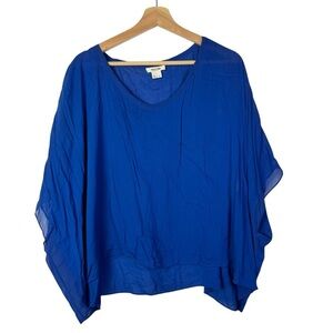 Helmut Lang Royal Blue Scoop Neck Dolman Short Sleeve Blouse S